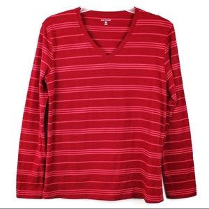 Women's Great Northwest Clothing Company Striped Long Sleeve Top, Size Large,Red